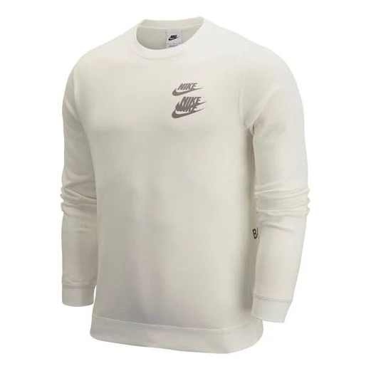 Nike Unisex Nike Sportswear Logo Printing Round-neck Sports Sweatshirt White DV7381-133
