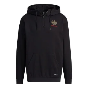 Men's adidas neo Back Logo Pattern Half Zipper Black H52968