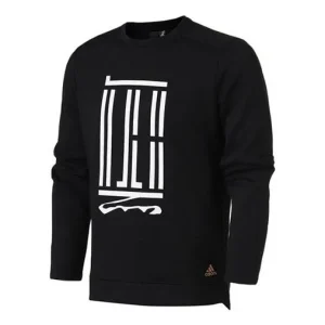 adidas Wj Crew Sroty Printing Pattern Sports Round Neck Pullover Black DT2461