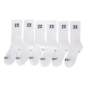 Air Jordan Solid Color Numeric Athleisure Casual Sports Socks Couple Style 6 White DH4287-100