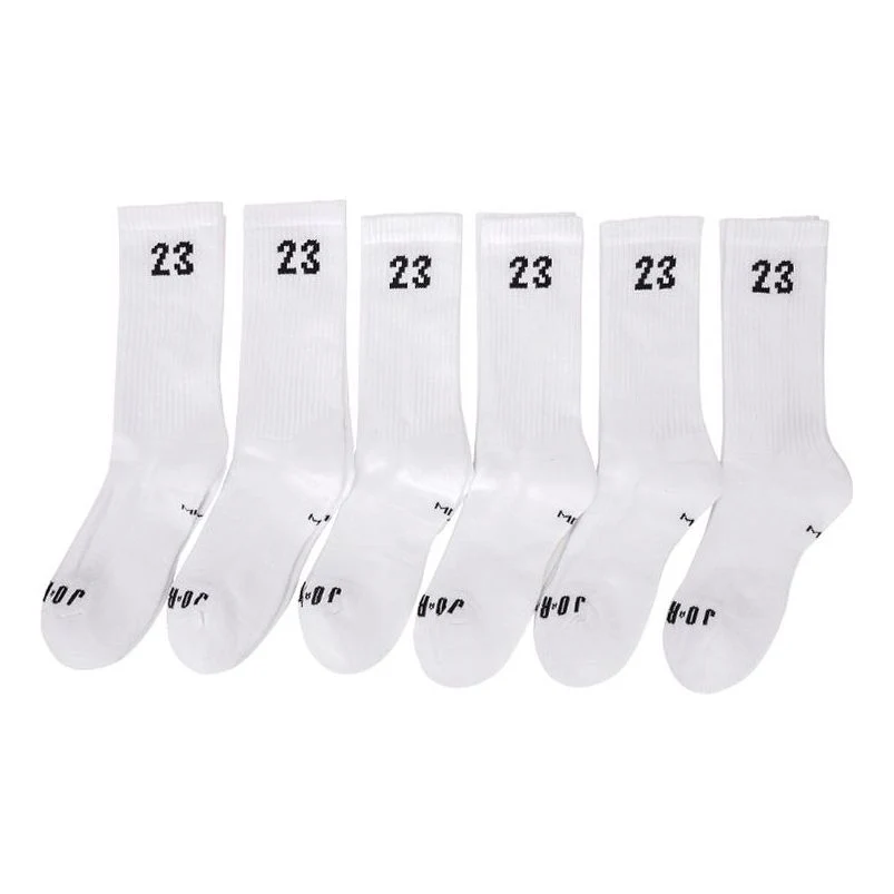 Air Jordan Solid Color Numeric Athleisure Casual Sports Socks Couple Style 6 White DH4287-100