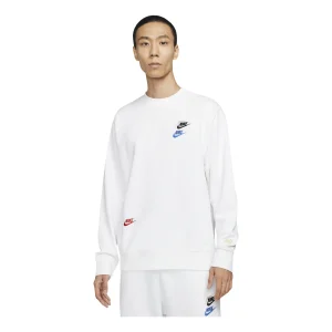Men's Nike Contrasting Colors Logo Casual Sports Round Neck Embroidered Pullover White DJ6915-100
