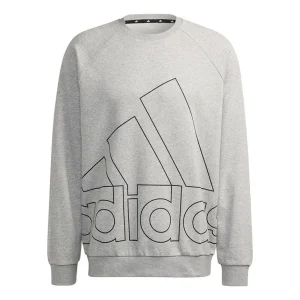 Men's adidas Big Lo Swt Ft Logo Printing Casual Sports Round Neck Light Grey HB5087