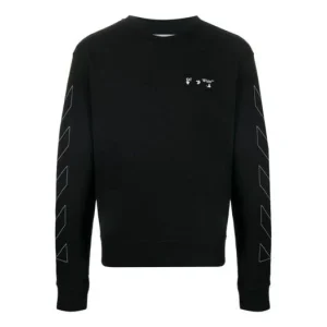 Off-White Diagonal Stripes Logo Pullover Men Black OMBA025F20FLE0011001
