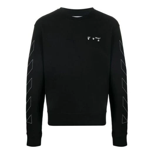 Off-White Diagonal Stripes Logo Pullover Men Black OMBA025F20FLE0011001