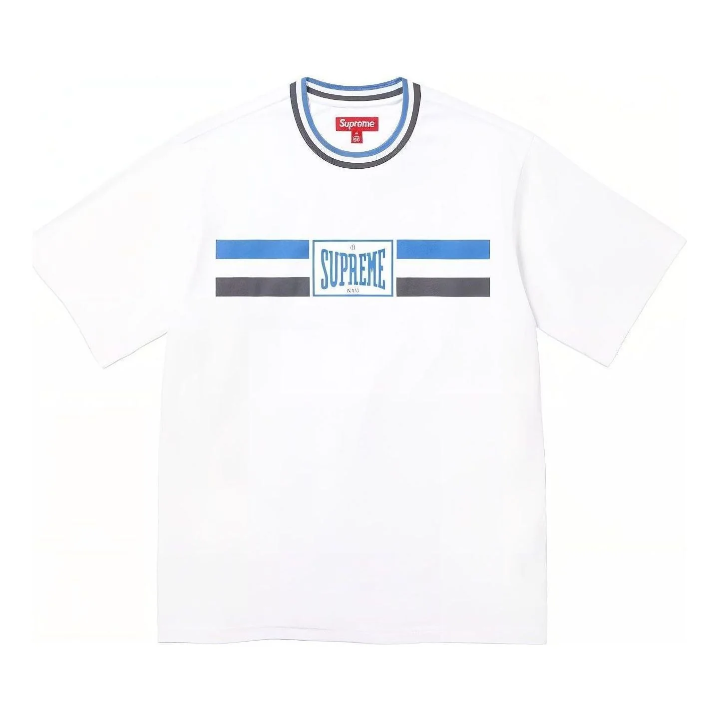 Supreme Warm Up Stripe S/S T-Shirt 'White Blue' SUP-SS24-141