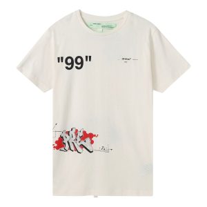 Off-White Graffiti Printing Short Sleeve White OMAA027R191850060288