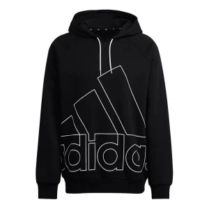 Men's adidas Big Lo Hd Fl Logo Printing Pullover Sports Black HB5089