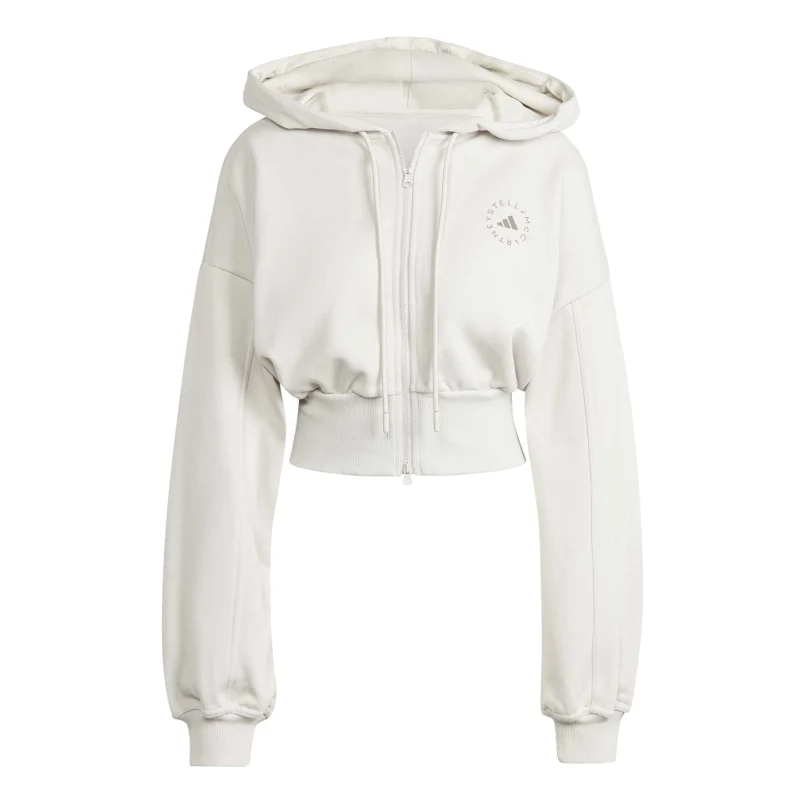 adidas By Stella Mccartney Cropped Zip Hoodie Asia Sizing 'Chalk Pearl' IT8268