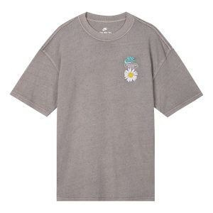 Men's Nike SS22 Round Neck Daisy Printing Short Sleeve Gray T-Shirt DM6334-289