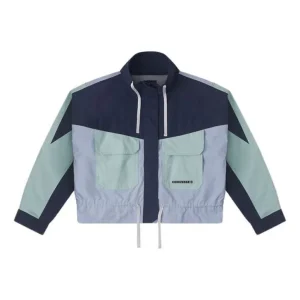 (WMNS) Converse Long Sleeve Short Fit Cargo Windproof Jacket Asia Sizing 'Blue' 10026915-A02