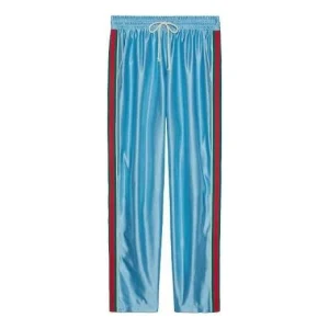 Gucci Shiny Jersey Jogging Pant With Web 'Azure' 654748-XJDE6-4670