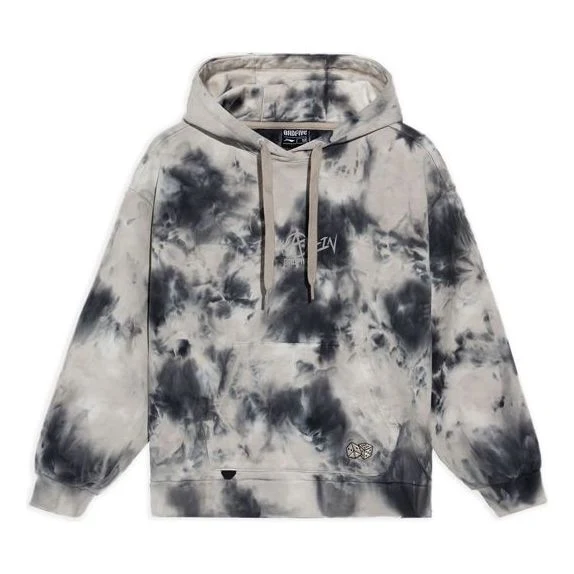 (WMNS) Li-Ning BADFIVE Sports Basketball Series Tie Dye Full Print Loose Hoodie 'Black Grey' AWDS154-2