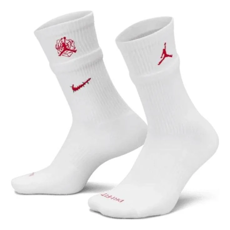 Air Jordan x Teyana Taylor Cushioned Crew Socks 'White Red' FJ5940-100