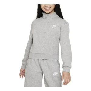 (GS) Nike Sportswear Club Fleece 1/2-Zip Long-Sleeve Top 'Dark Grey Heather' FD2930-063