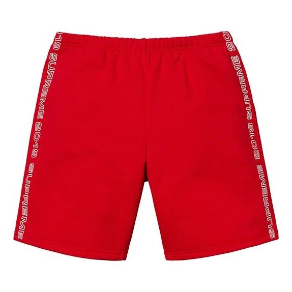 Supreme SS19 Topline Sweatshort Side Embroidered Logo Shorts Unisex Red SUP-SS19-10329