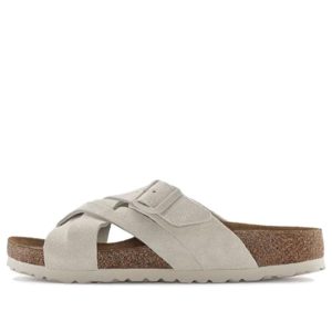 Birkenstock Lugano Soft Footbed Suede Leather Narrow Fit Sandals 'Antique White' 1024560