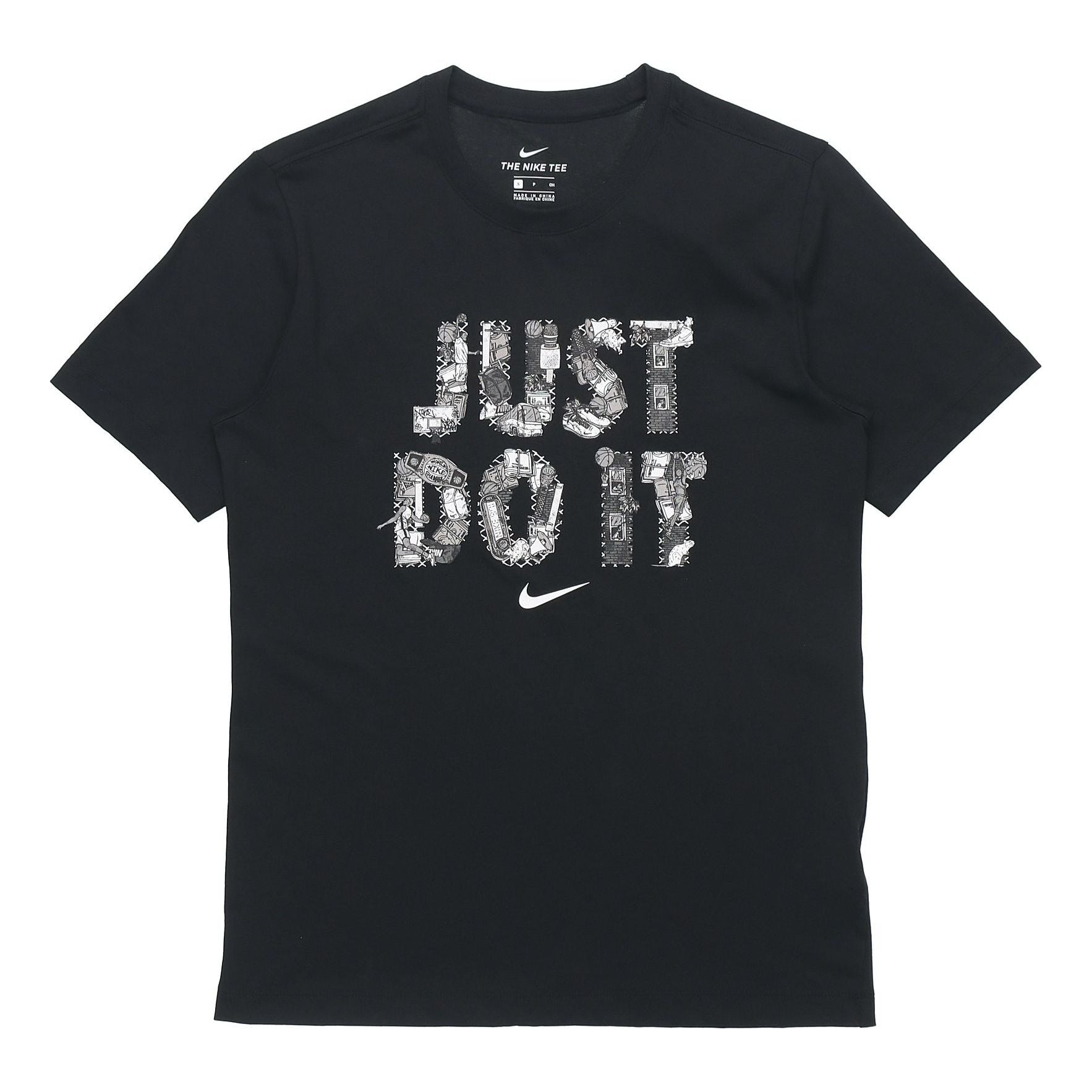 Nike Just Do It Alphabet Printing Sports Short Sleeve Black DD0802-010