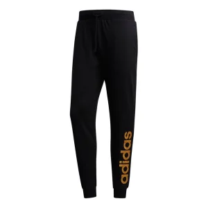 Men's adidas neo Esntl Lg Tp 1 Metallic Logo Printing Bundle Feet Sports Pants/Trousers/Joggers Black FP7446