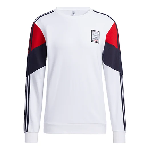 Men's adidas Contrasting Colors Alphabet Printing Round Neck Pullover White GU0843