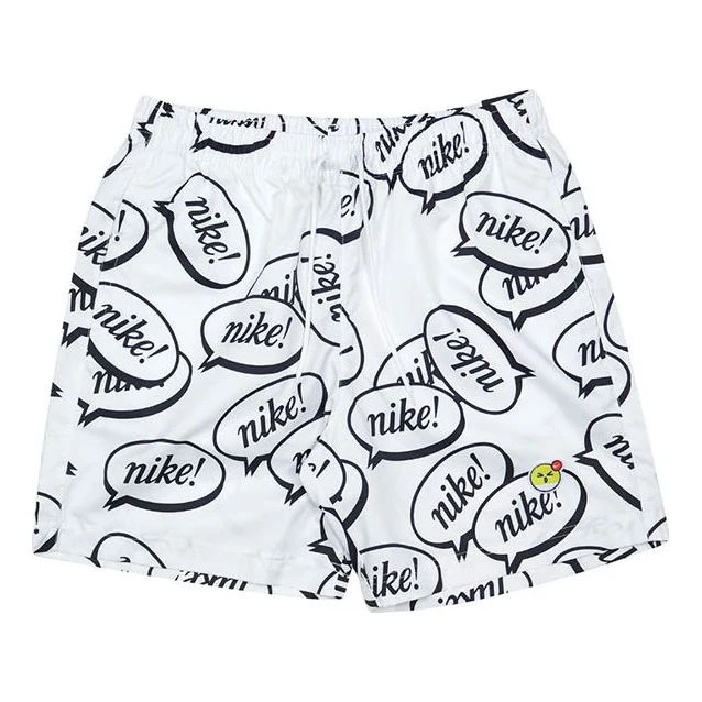Nike As Men's Nike Sportswear Airmoji Short Sneeze Full Print Logo Sport TrainingShorts Men's White DA8785-100