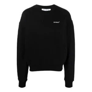 Men's Off-White SS22 Round Neck Pullover Arrow Pattern Printing Loose Fit Black OMBA058C99FLE0021001