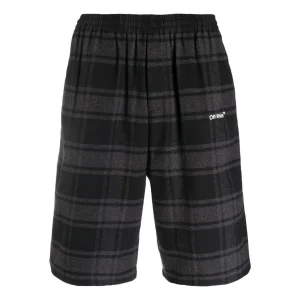 Off-White Check-Print Shorts 'Black Grey' OMCB058C99FAB0010501