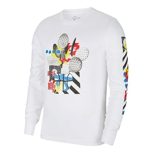 Nike Sportswear Printing Casual Round Neck Long Sleeves White CV5043-100
