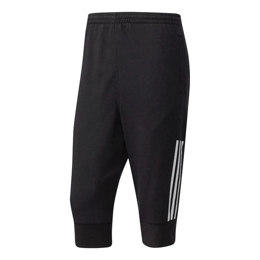 Men's adidas Stripe Printing Bundle Feet Sports Pants/Trousers/Joggers Black Z32382