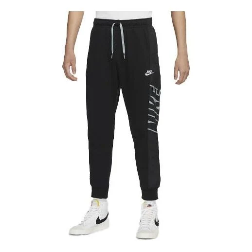 Men's Nike Logo Printing Knit Lacing Bundle Feet Sports Pants/Trousers/Joggers Black DV1361-010