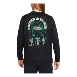Men's Nike As Nk TF Turf Top Ls Crew Story P Casual Character Printing Round Neck Pullover Black DM5999-010