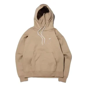 Nike Logo Printing Pattern Drawstring Hooded Long Sleeves Brown DA0316-247