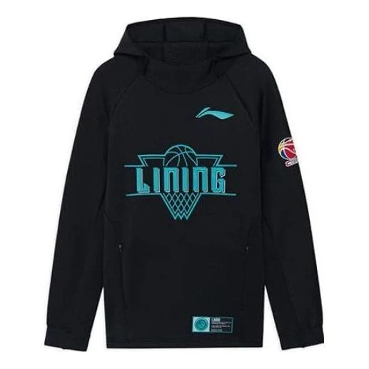 Li-Ning CBA Basketball Series Alphabet Printing Hoodie 'Black' AWDR709-2