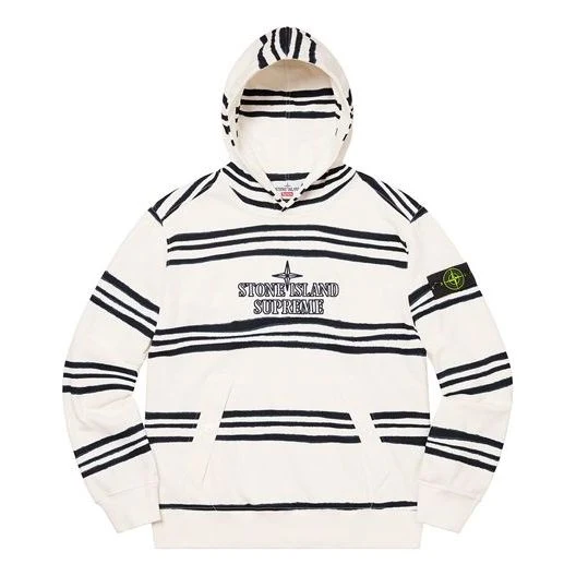 Supreme x Stone Island Warp Stripe Hooded Sweatshirt 'White Black' SUP-FW20-297
