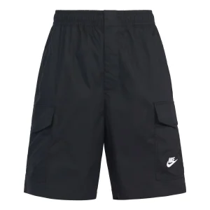 Nike Sportswear Sport Essentials Solid Color Logo Embroidered Big Pocket Straight Shorts Black DM6834-010