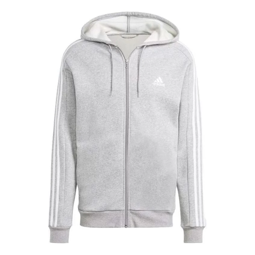 adidas Fleece 3-Stripes Full-Zip Hoodies 'Grey' IJ6479