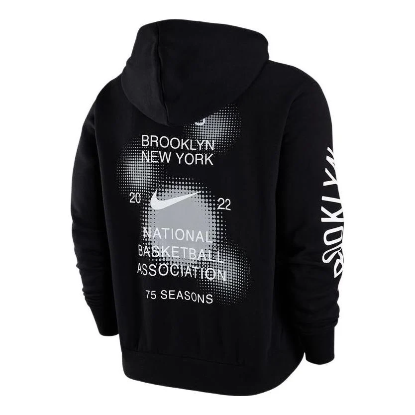 Men's Nike Brooklyn Nets Casual Sports Fleece Pullover Black DH9444-010