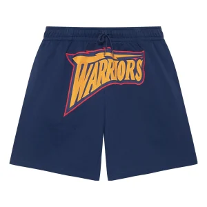 Mitchell & Ness x NBA Golden State Warriors Big Logo Shorts 'Blue Yellow' MNJYSSS23105-NAVY
