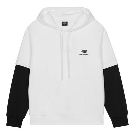 New Balance Color Block Drawstring Hoodie Asia Sizing 'White Black' AMT13342-SST