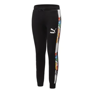PUMA Printing Drawstring Casual Long Pants Black 531291-01