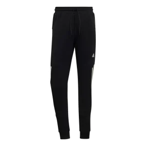 Men's adidas Solid Color Stripe Logo Elastic Waistband Bundle Feet Sports Pants/Trousers/Joggers Black HC5857