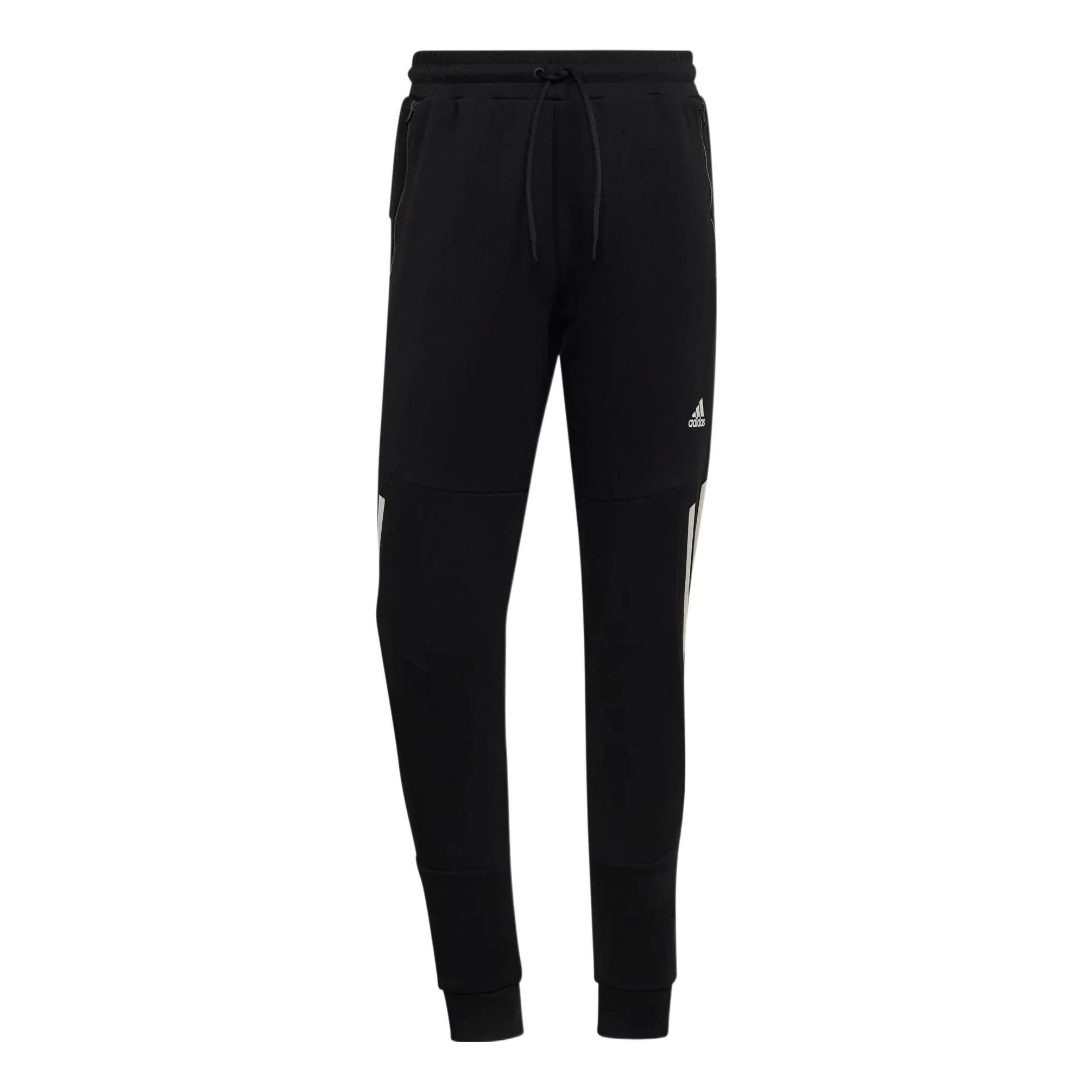 Men's adidas Solid Color Stripe Logo Elastic Waistband Bundle Feet Sports Pants/Trousers/Joggers Black HC5857