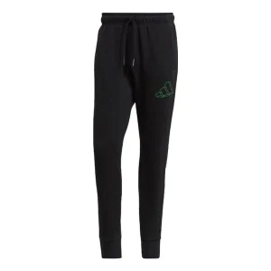 Men's adidas Solid Color Logo Printing Lacing Bundle Feet Sports Pants/Trousers/Joggers Black GM6354
