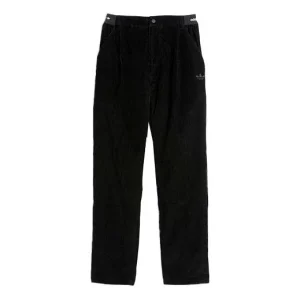 adidas Solid Color Corduroy Straight Sports Pants/Trousers/Joggers Black HC2201