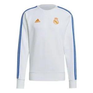 Men's adidas Real Real Madrid Soccer/Football Training Sports Round Neck Pullover White GR4341