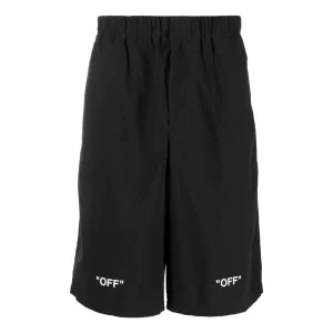 Off-White FW22 Solid Color Logo Printing Elastic Waistband Shorts Version Black OMCB070C99FAB0011001