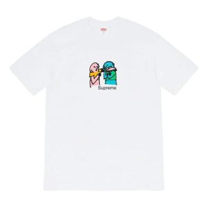 Supreme FW19 Week 17 Bite Tee Cartoon Graffiti Printing Short Sleeve Unisex White SUP-FW19-10912