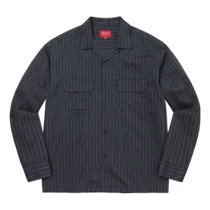 Supreme SS23Week9 Pinstripe Linen Shirt 'Navy' SUP-SS23-166