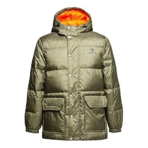 Converse Mid-length Printed Down Puffer Jacket Asia Sizing 'Metallic Green' 10007262-A01