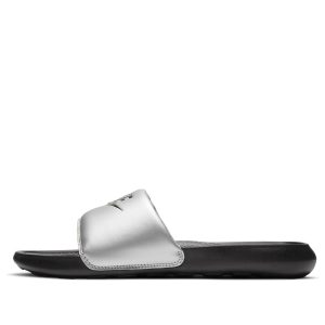 (WMNS) Nike Victori One Slide 'Black Metallic Silver' CN9677-006